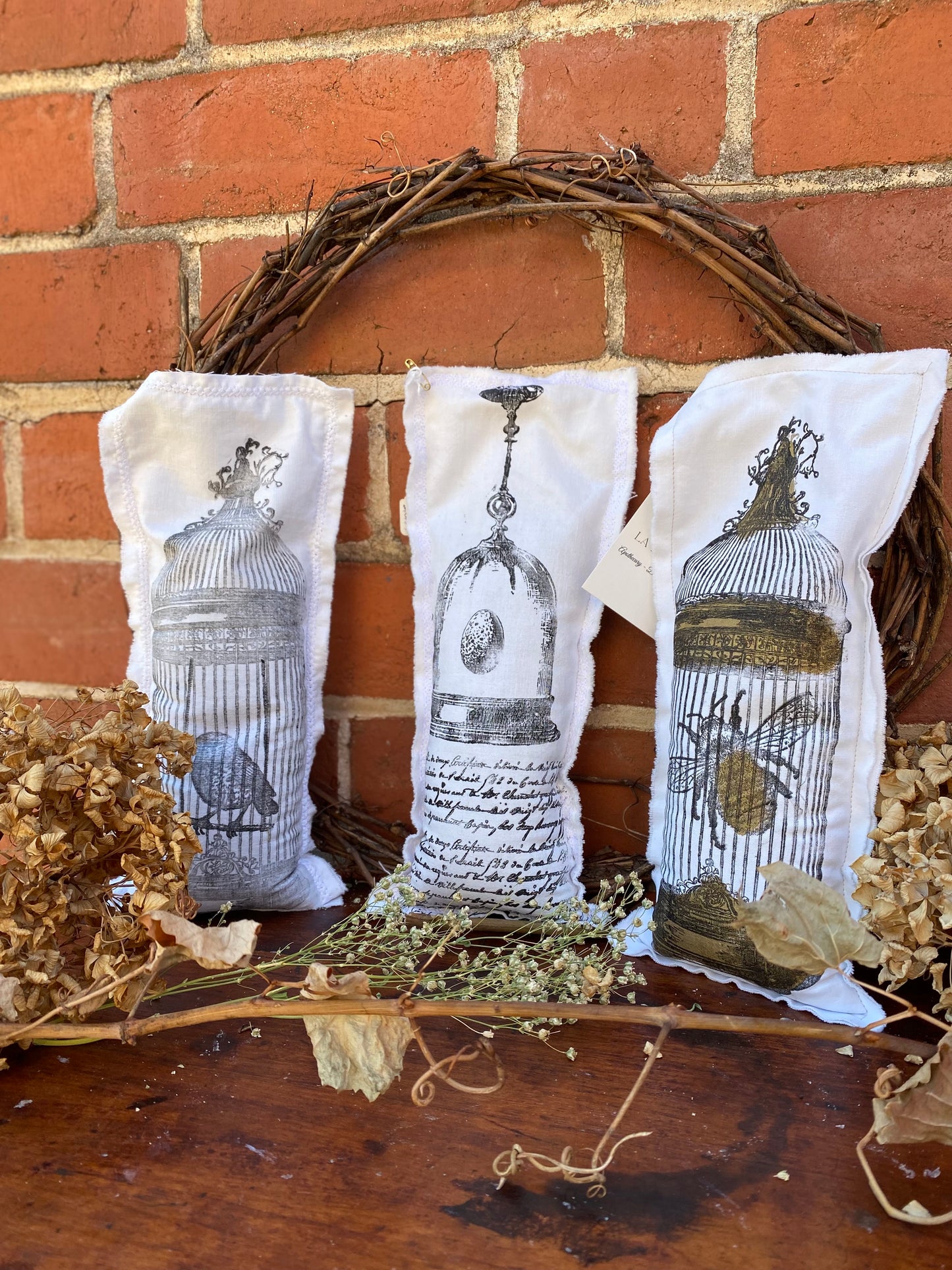Lavender and Flaxseed Hand-stamped heat packs