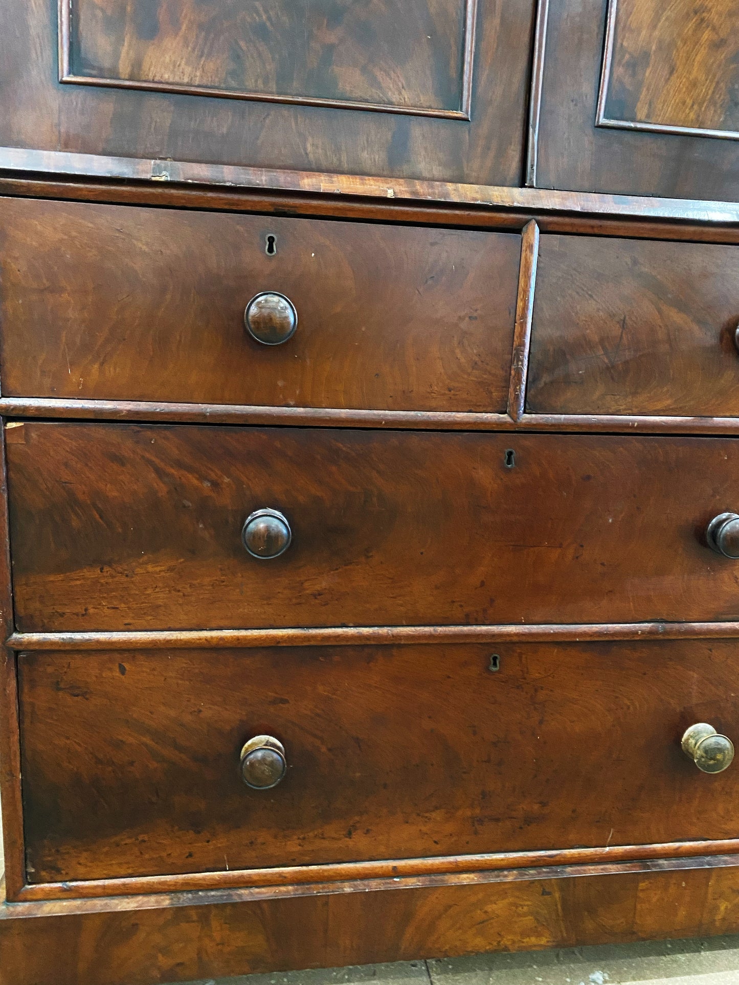 Antique linen press on Chest