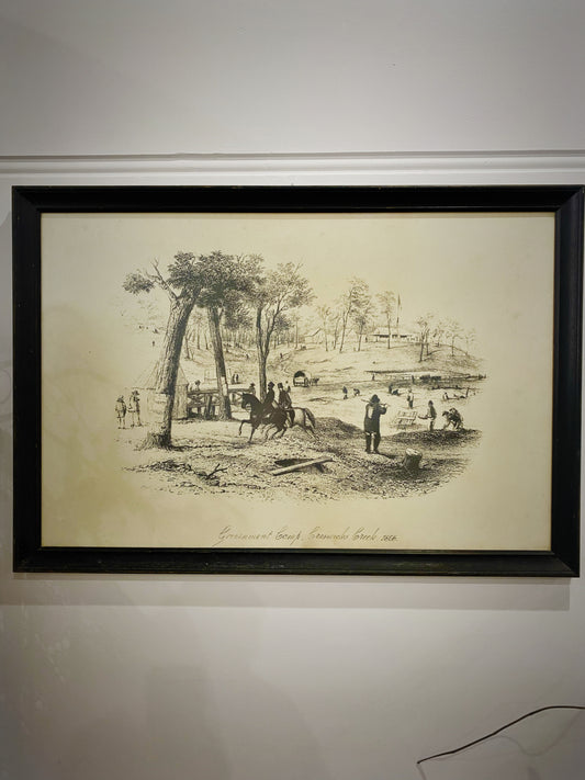 Vintage Print of Government camp creswicks creek 1856