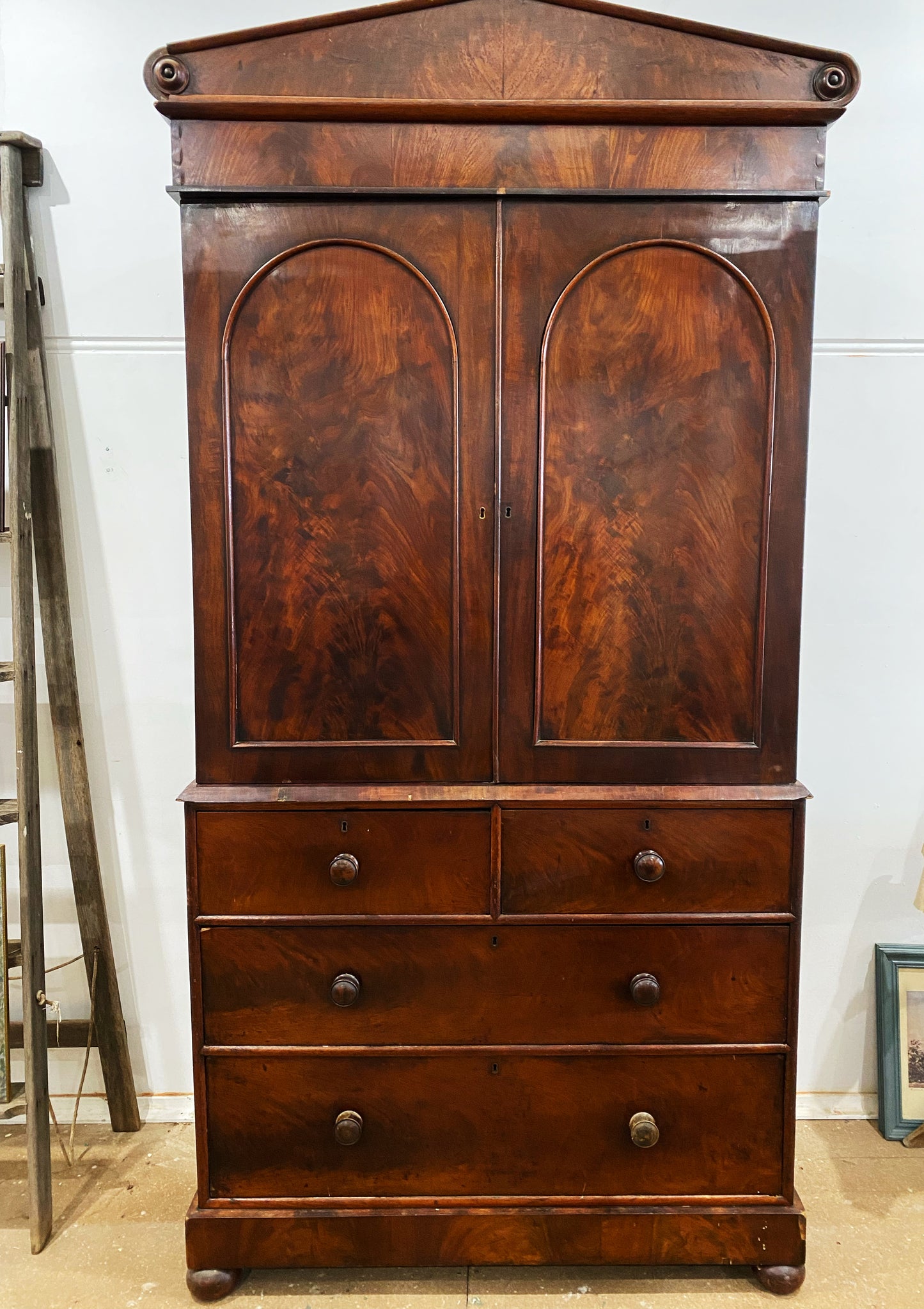 Antique linen press on Chest