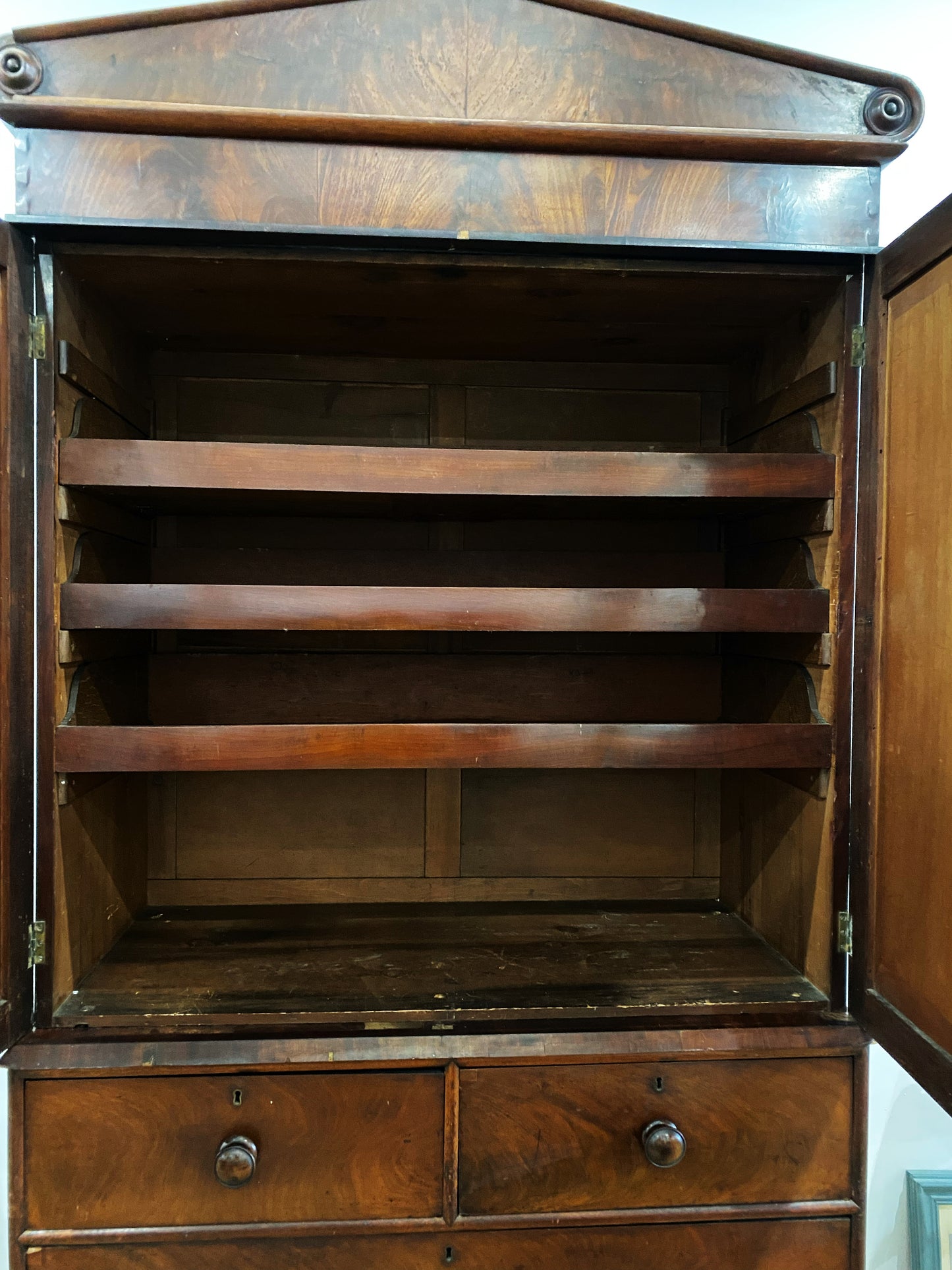 Antique linen press on Chest