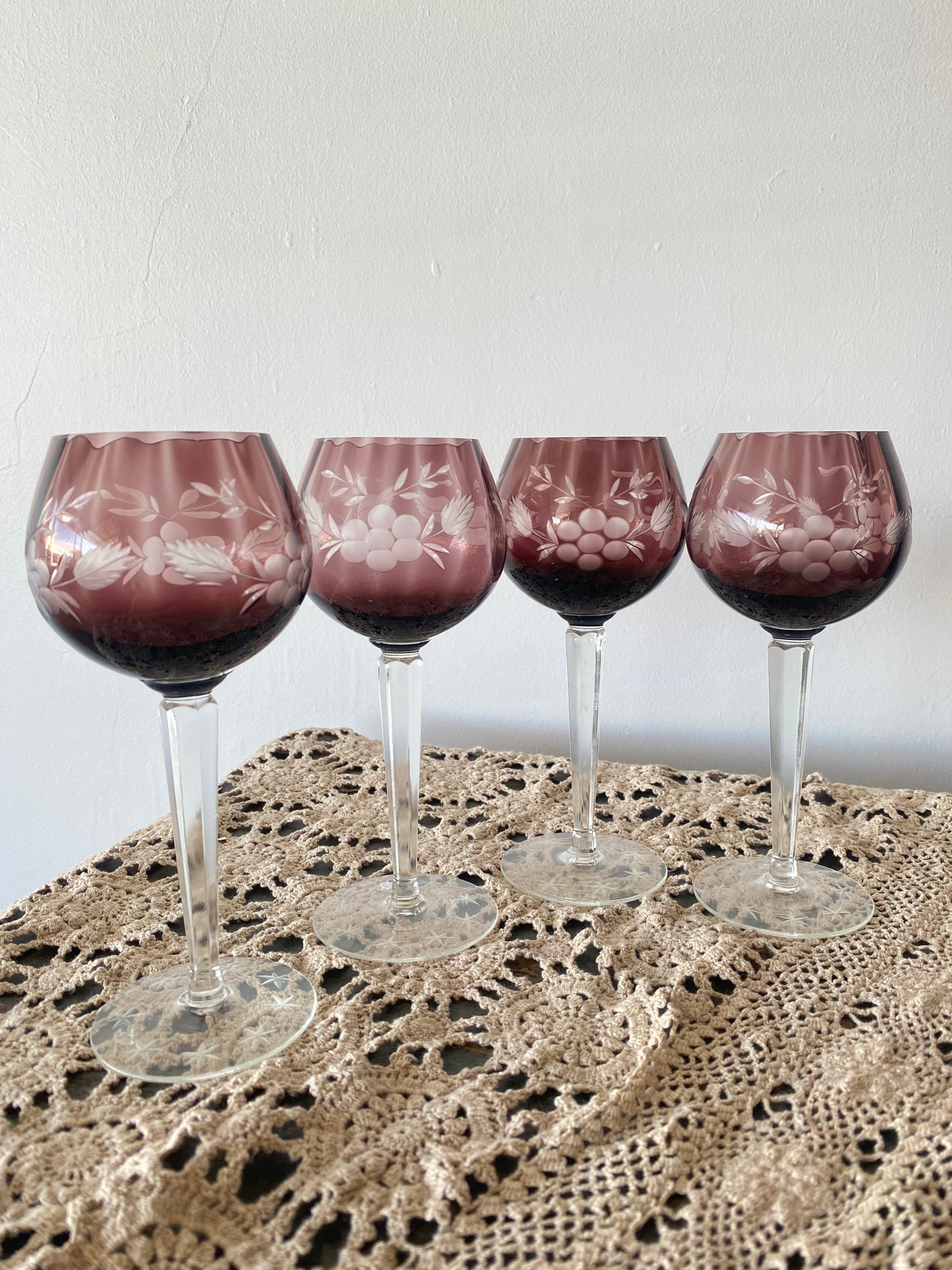 Cut glass vintage glasses set of 4